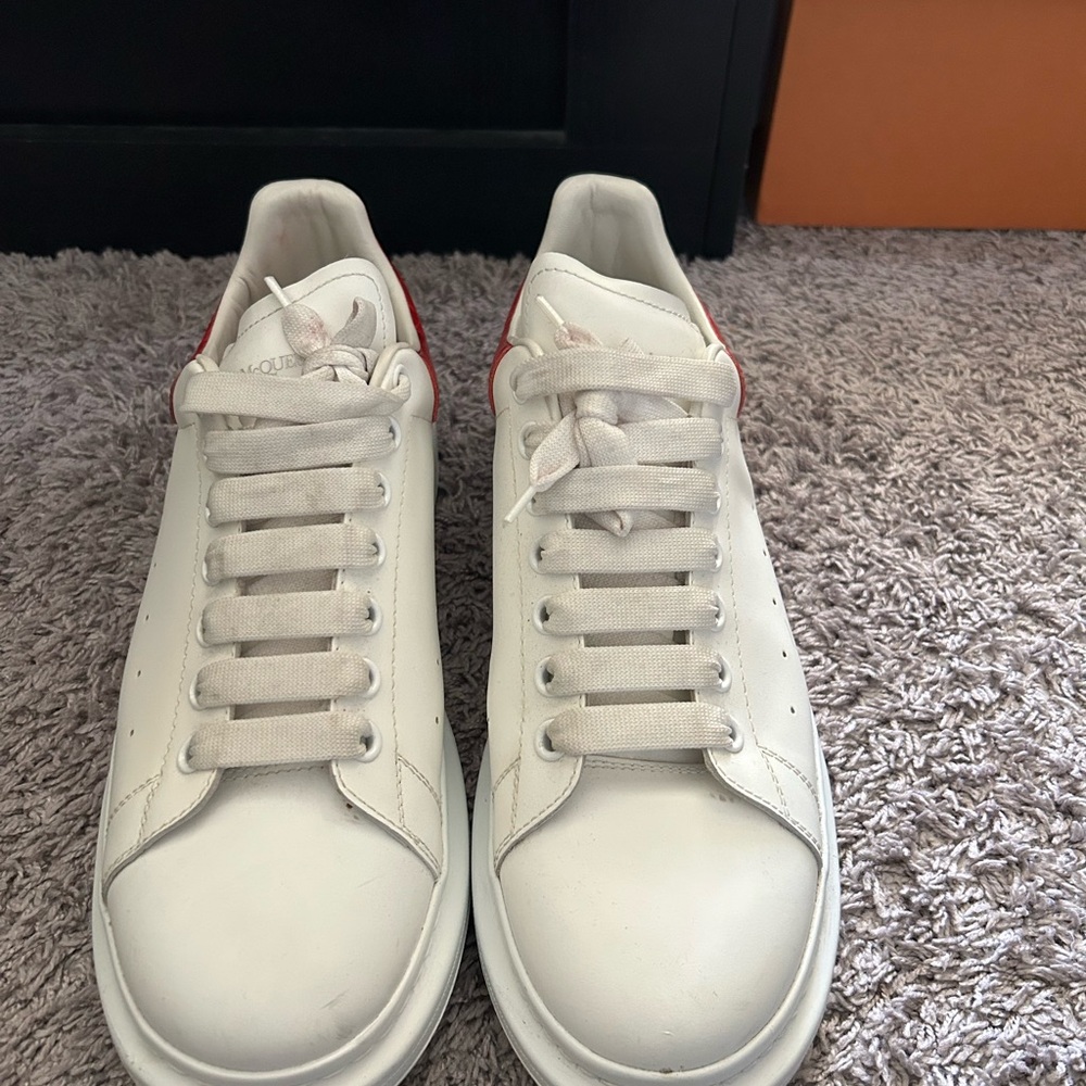 Men's White and Red Sneakers